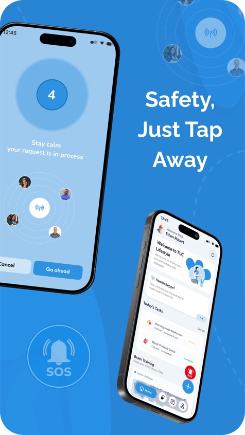 One-tap SOS alert reaching caregivers